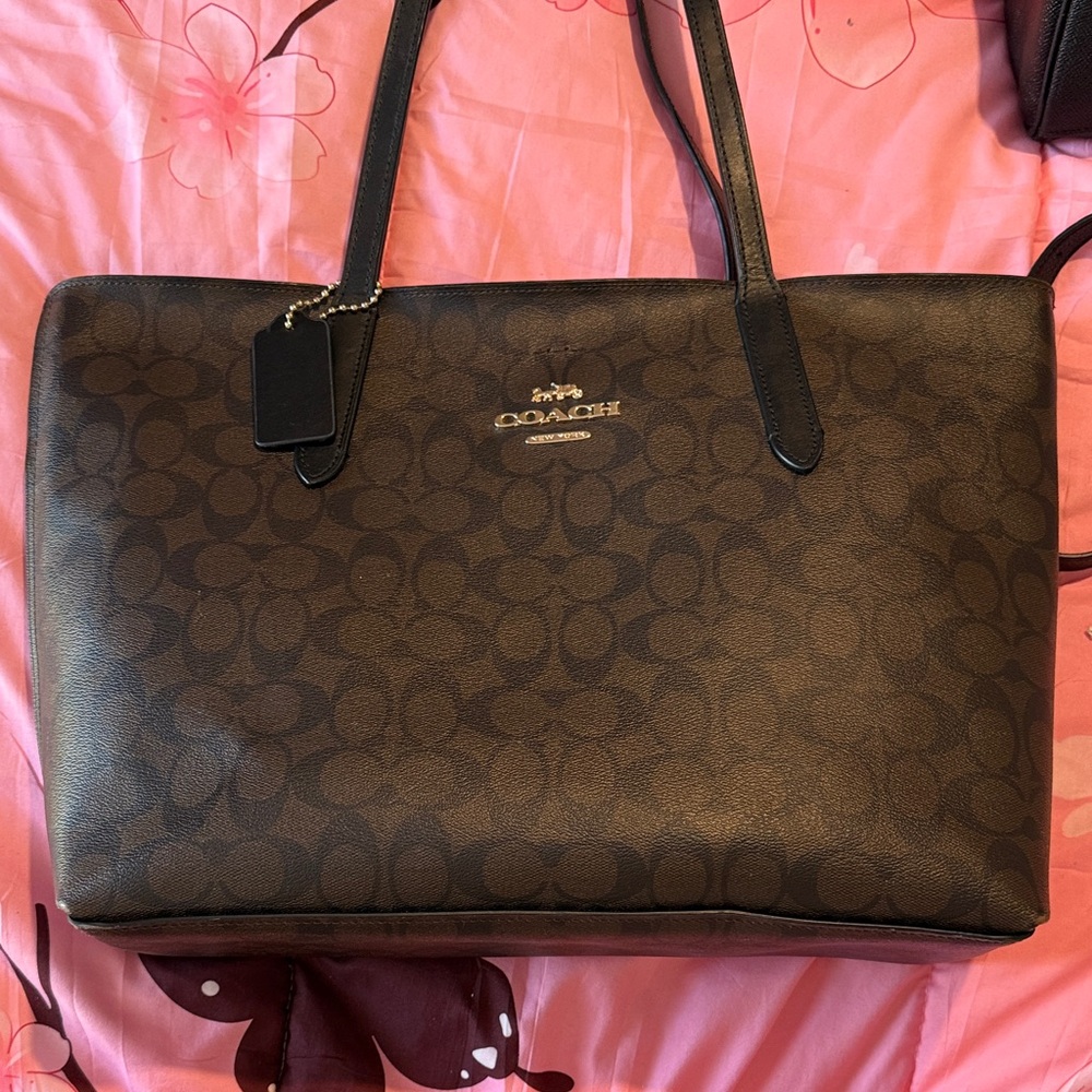 Coach Dark Brown Signature Tote